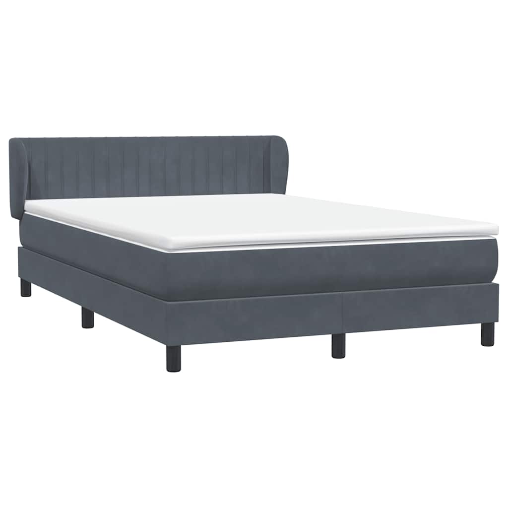 Cama com molas/colchão 160x210 cm veludo cinzento-escuro