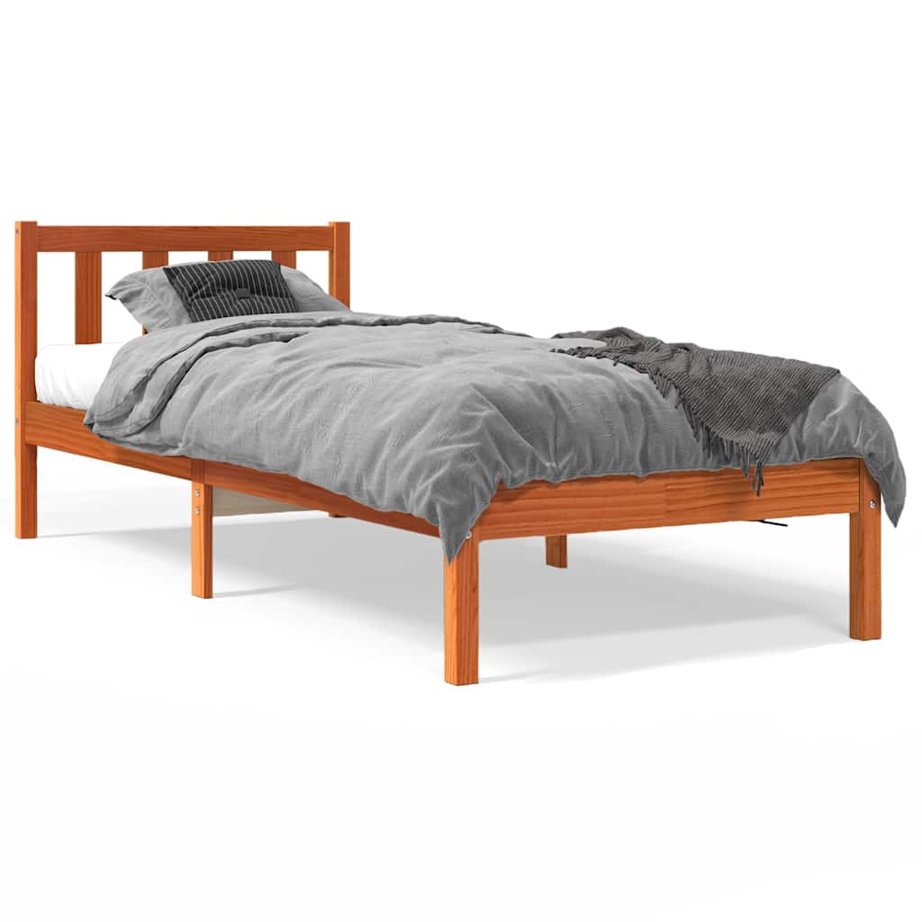 Cama sem colchão 100x200 cm pinho maciço castanho-mel