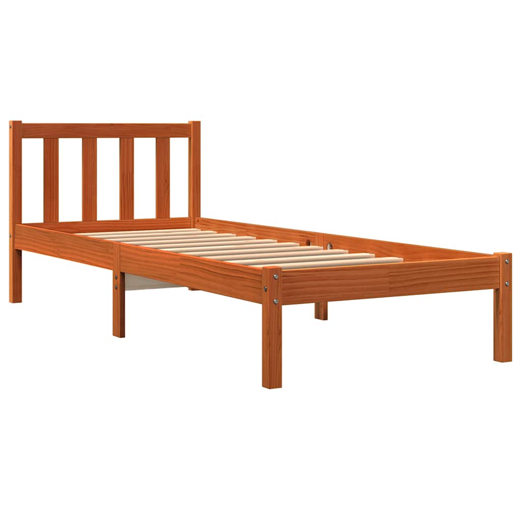 Cama sem colchão 100x200 cm pinho maciço castanho-mel