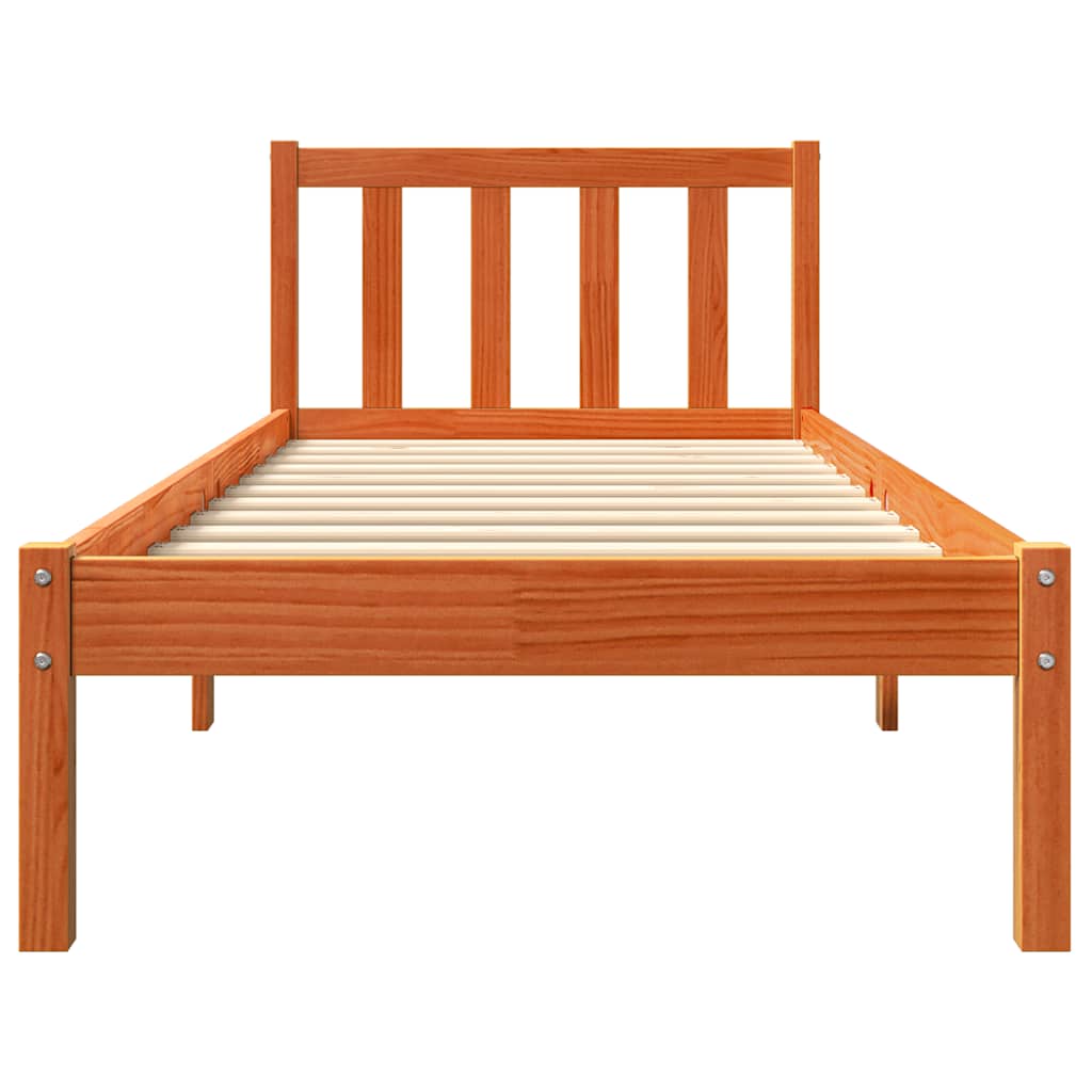 Cama sem colchão 100x200 cm pinho maciço castanho-mel