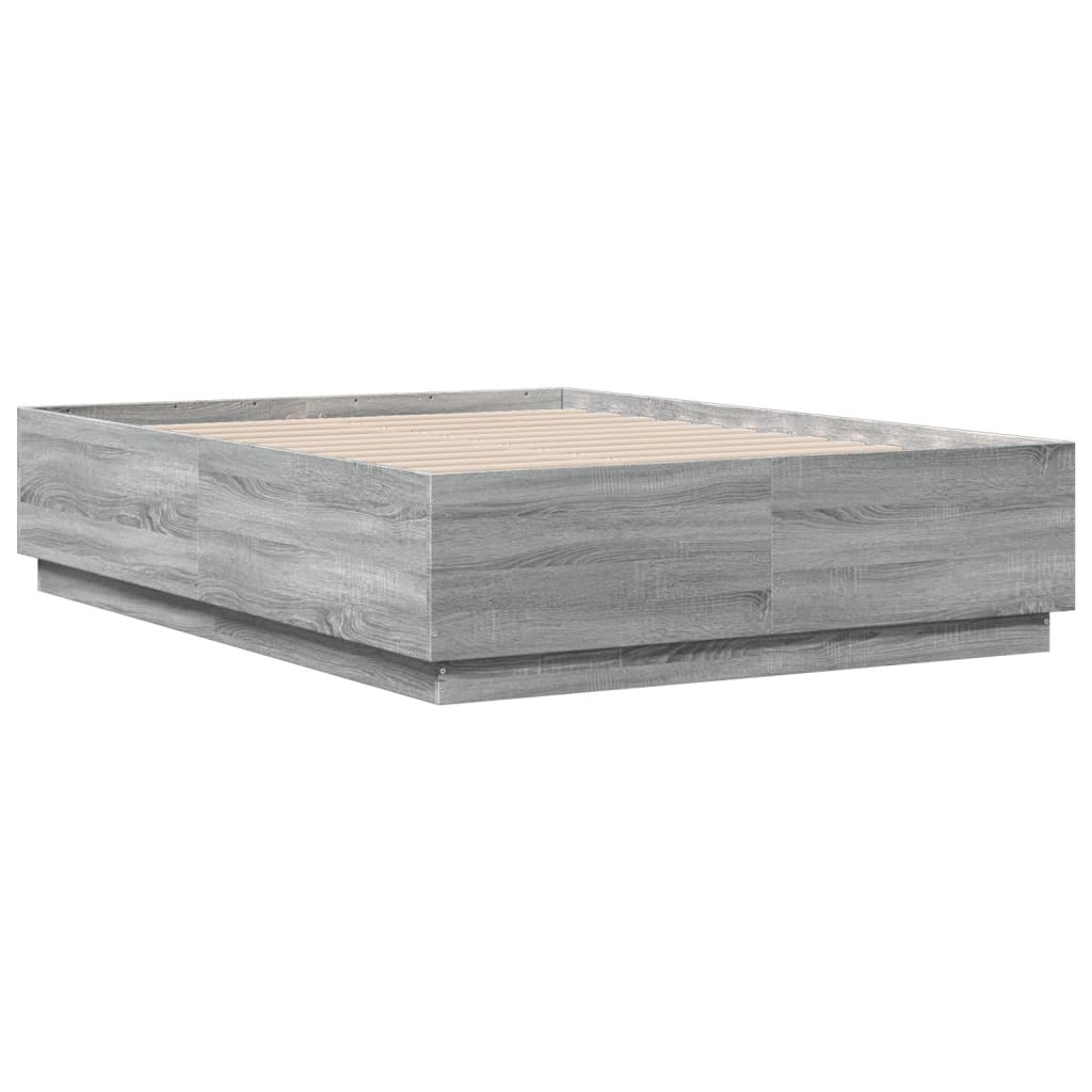 Estrutura de cama 135x190 cm derivados de madeira cinza sonoma