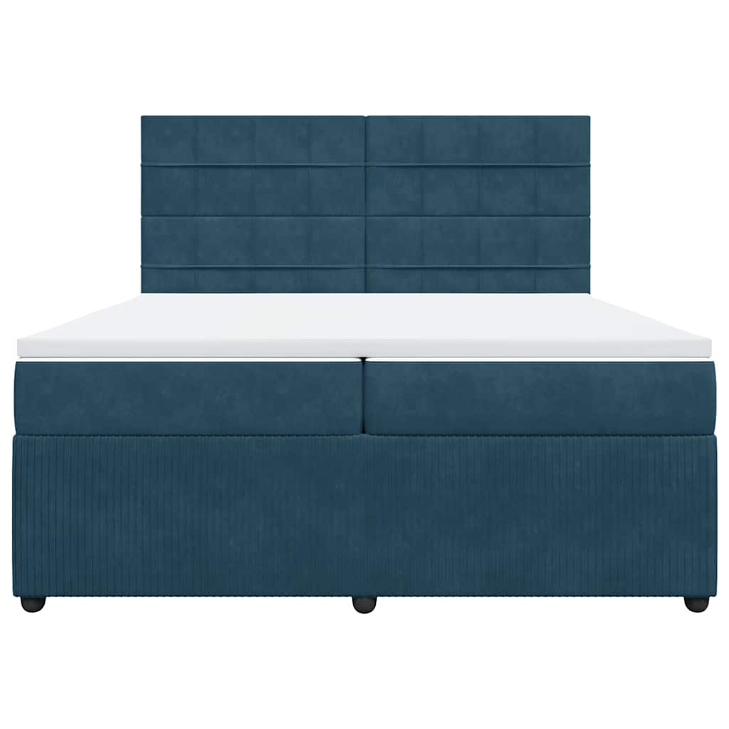 Cama com molas/colchão 200x200 cm veludo azul-escuro