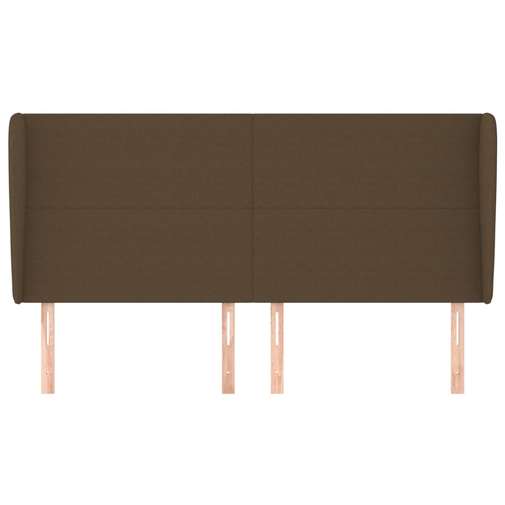 Cabeceira cama c/ abas tecido 203x23x118/128 cm castanho-escuro