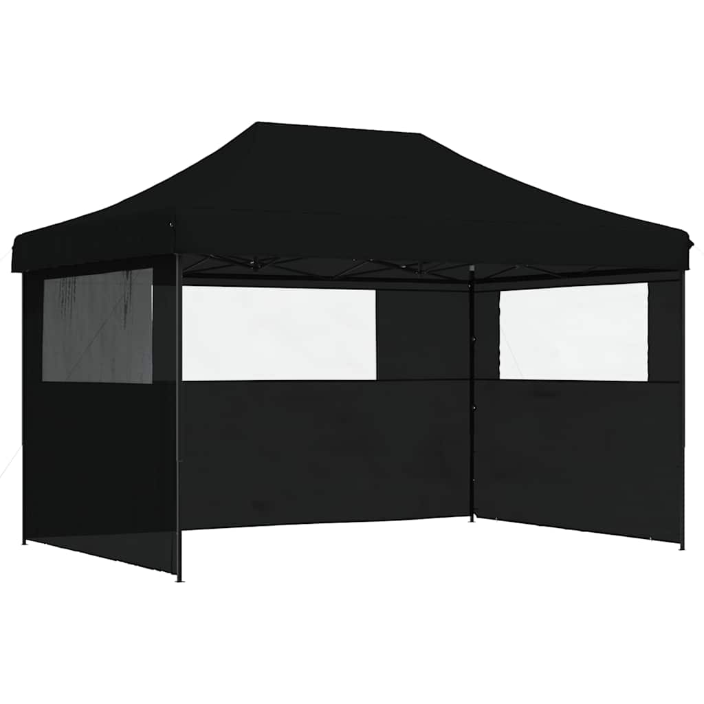 Tenda p/ festas pop-up dobrável com 3 paredes laterais preto
