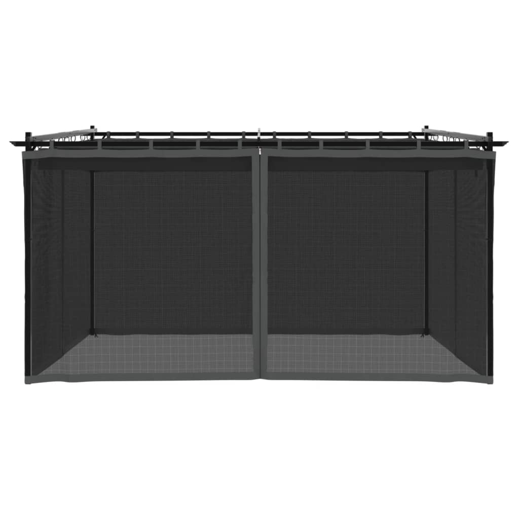 Gazebo com paredes de malha 4x3 m aço antracite