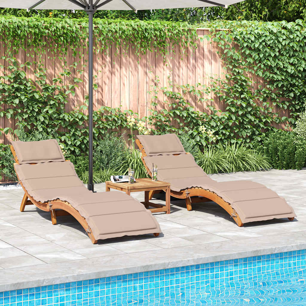 Espreguiçadeiras c/ almofadões 2 pcs acácia cinza-acastanhado