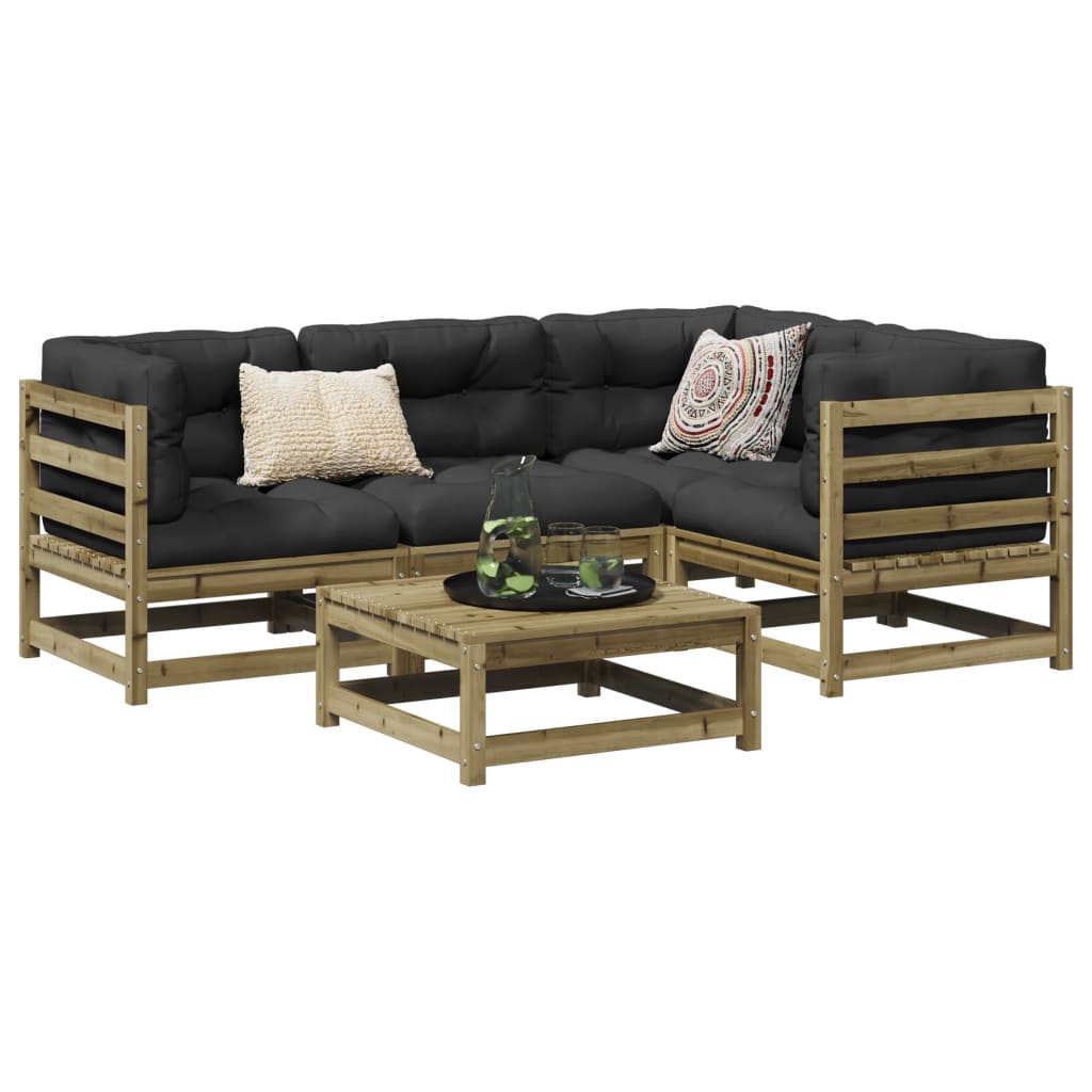 5 Pcs conjunto de sofás para jardim madeira de pinho impregnada