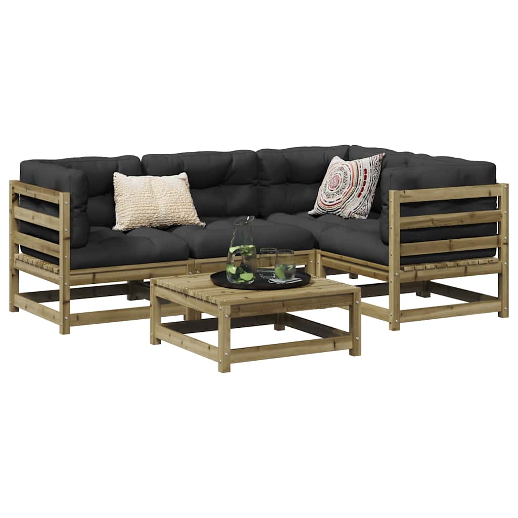 5 Pcs conjunto de sofás para jardim madeira de pinho impregnada