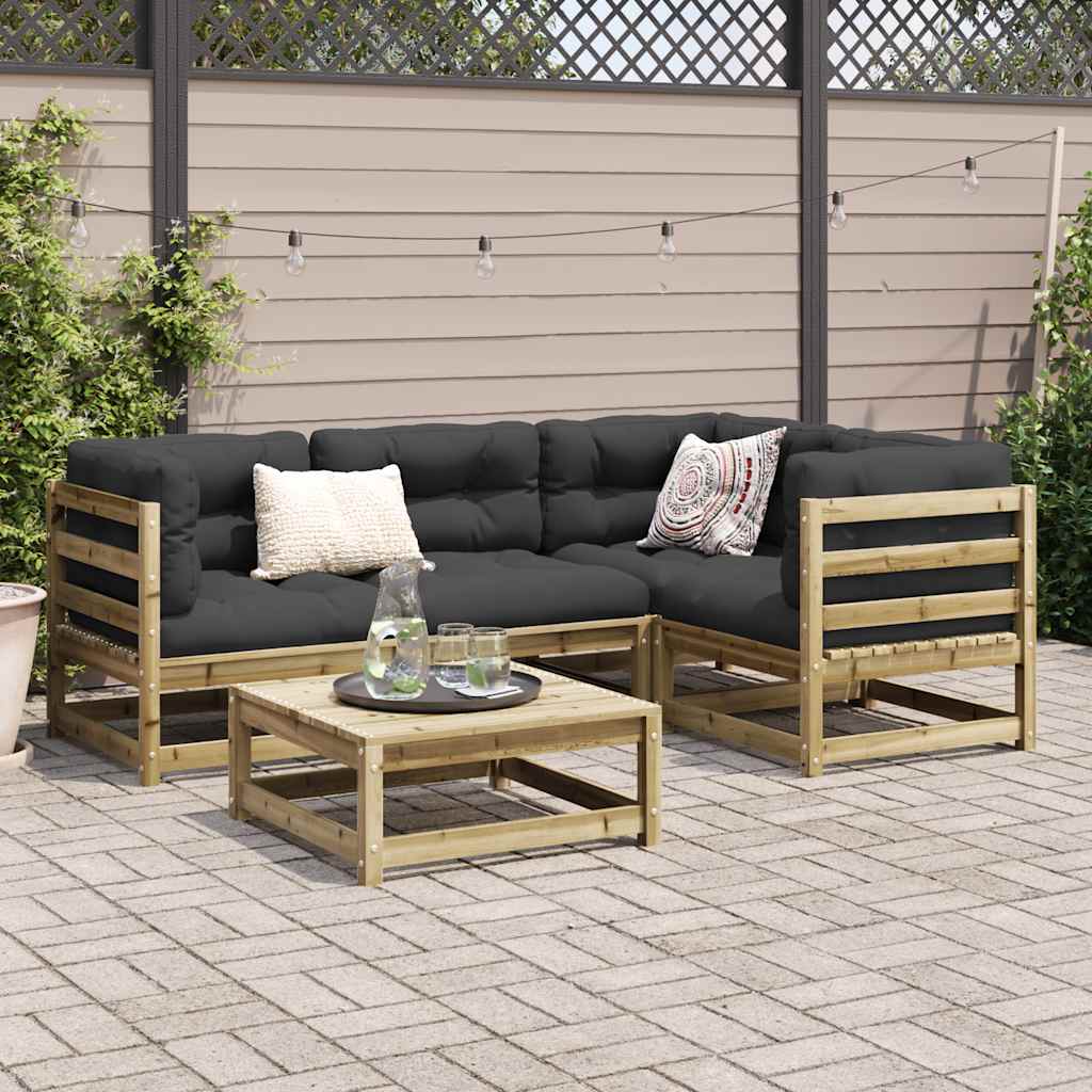 5 Pcs conjunto de sofás para jardim madeira de pinho impregnada