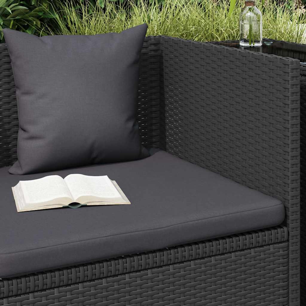 Sofá de jardim com almofadão e almofada vime PE preto