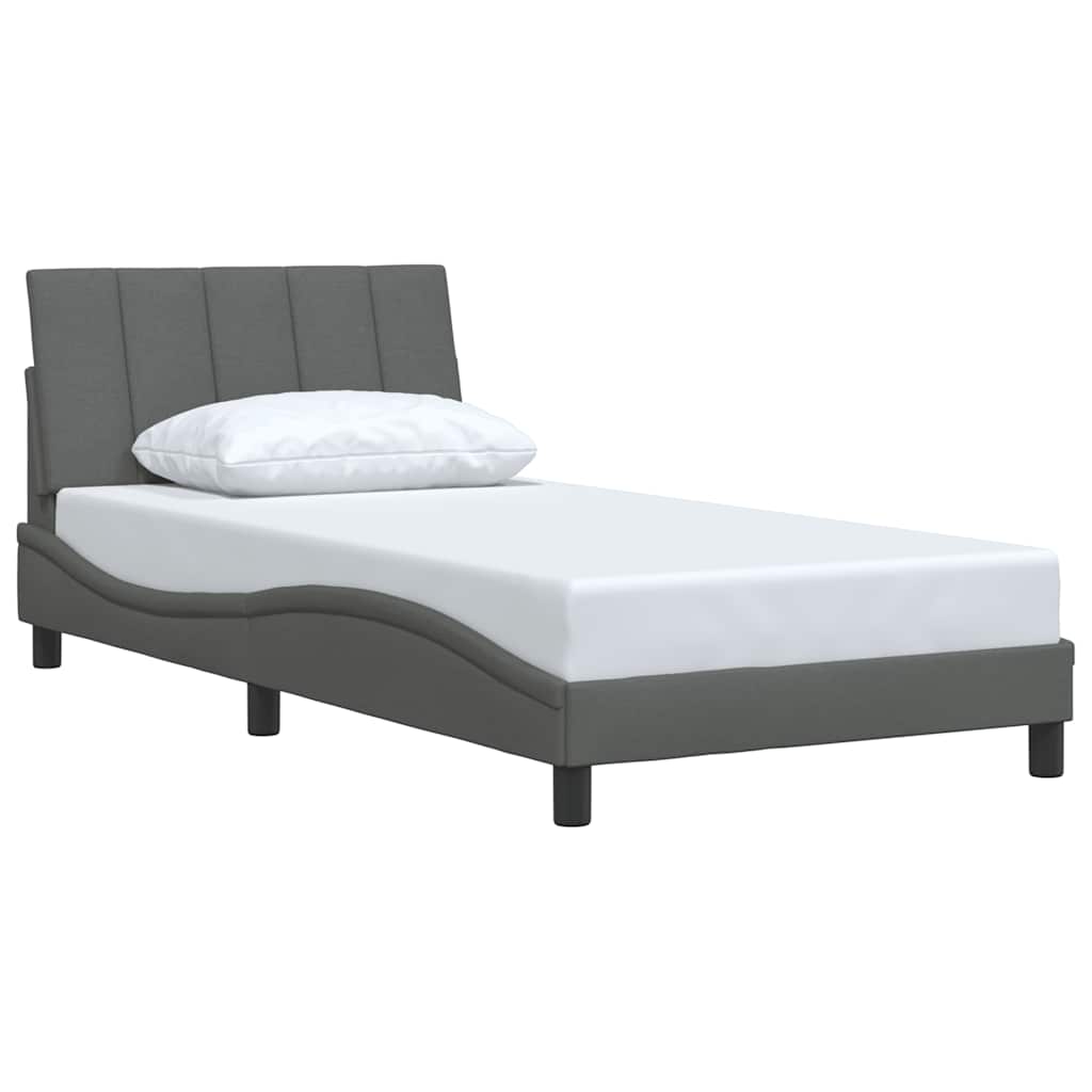 Estrutura de cama sem colchão hanko 100x200 cm tecido cinzento-escuro