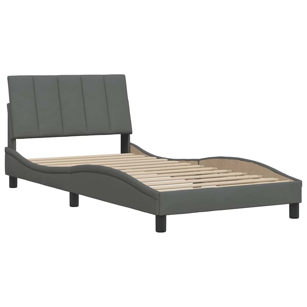 Estrutura de cama sem colchão hanko 100x200 cm tecido cinzento-escuro