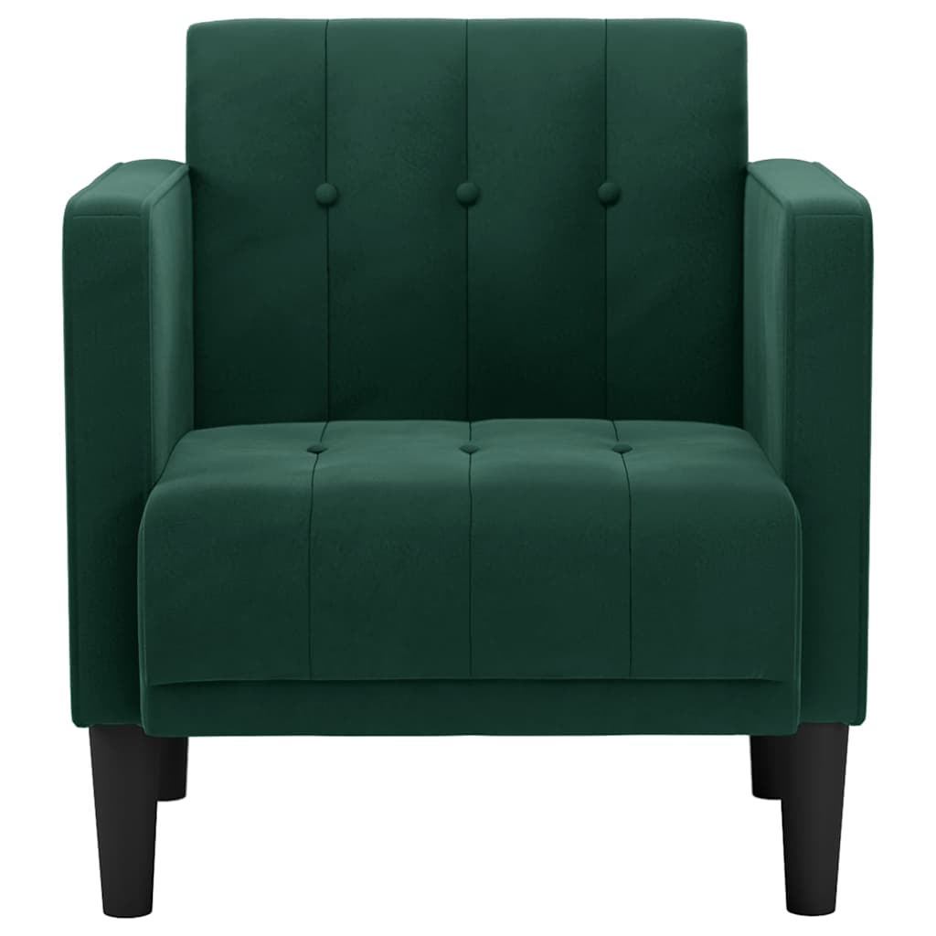 Poltrona com apoio de braços 53 cm veludo verde-escuro