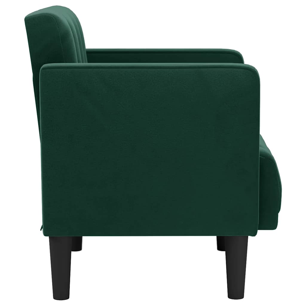 Poltrona com apoio de braços 53 cm veludo verde-escuro