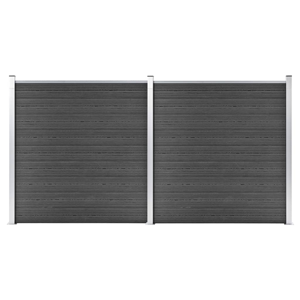 Conjunto de painel de vedação wpc 353x186 cm preto