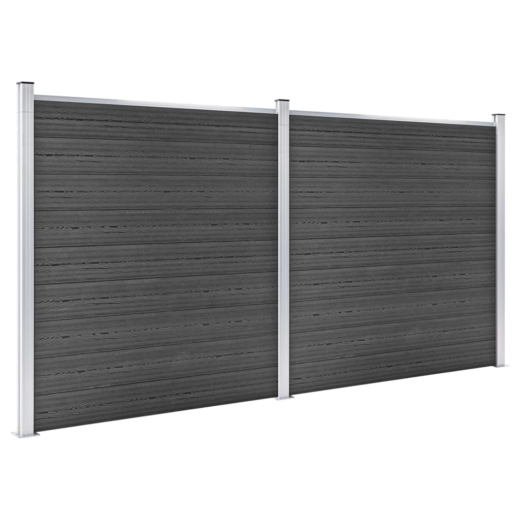 Conjunto de painel de vedação wpc 353x186 cm preto