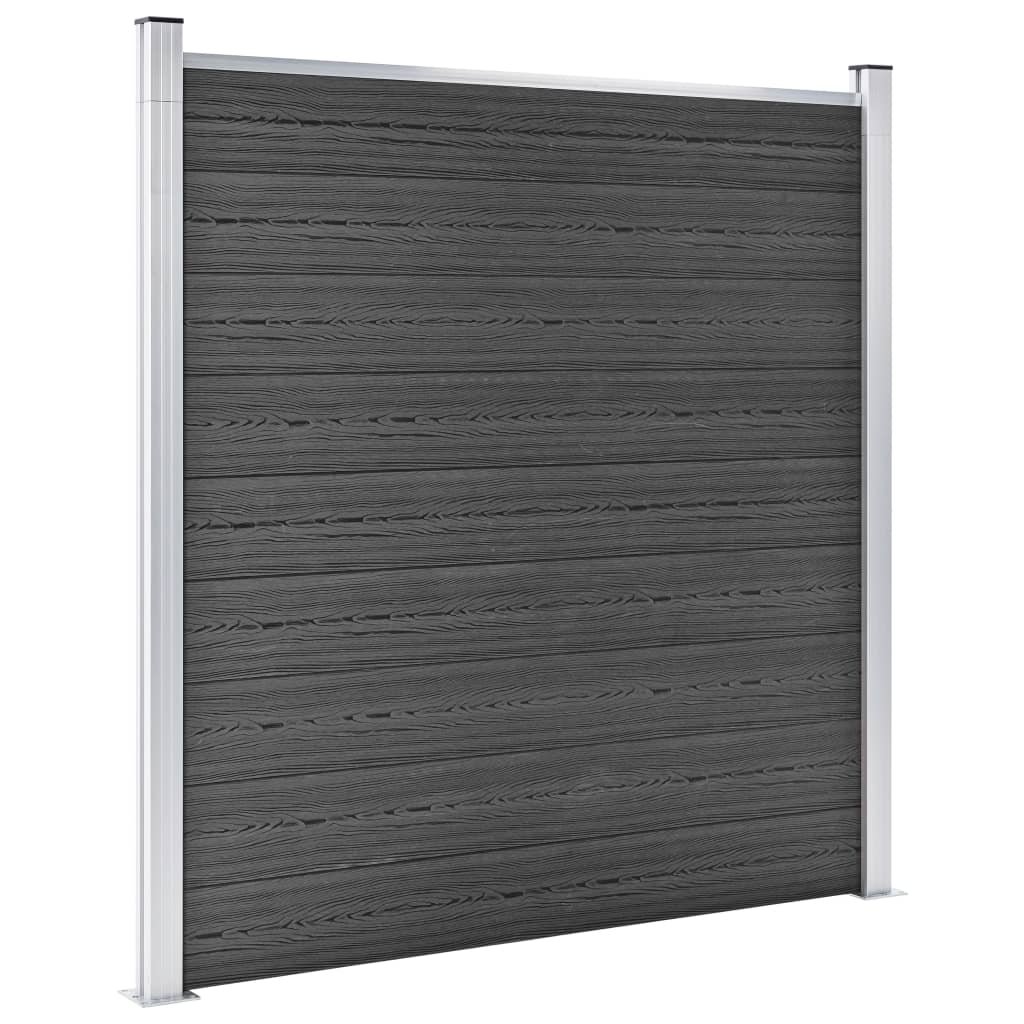 Conjunto de painel de vedação wpc 353x186 cm preto