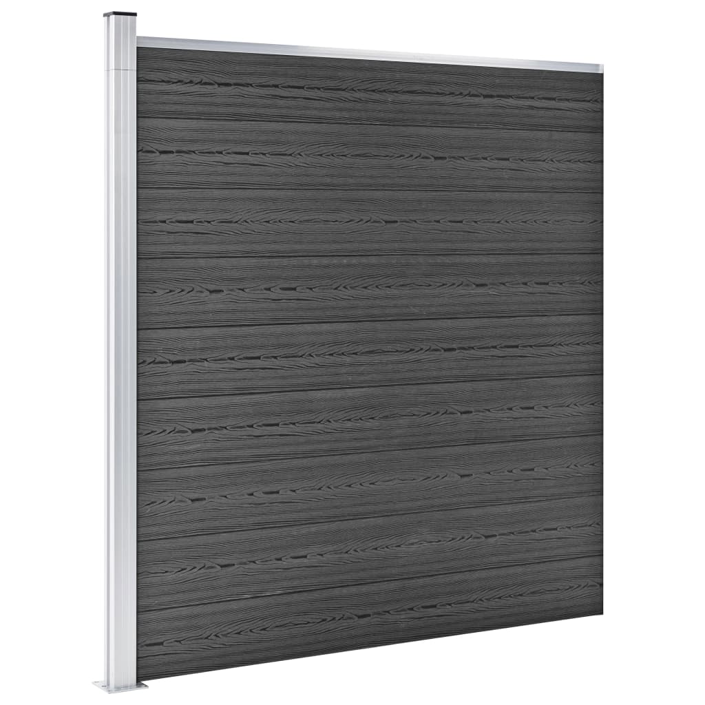 Conjunto de painel de vedação wpc 353x186 cm preto