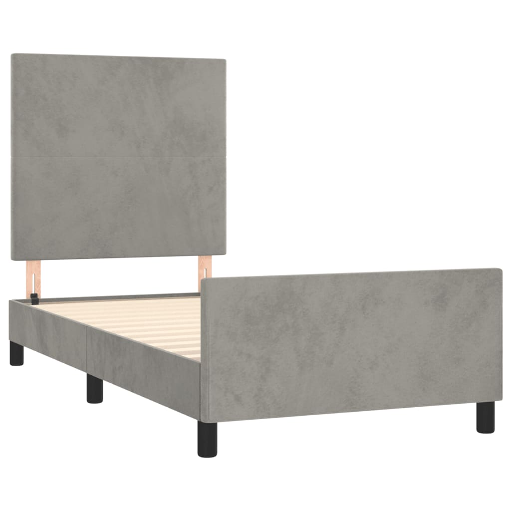Estrutura de cama sem colchão 90x190 cm veludo cinzento-claro
