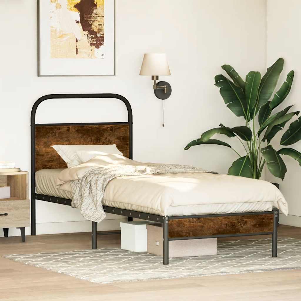 Estrutura cama s/ colchão derivados de madeira carvalho fumado