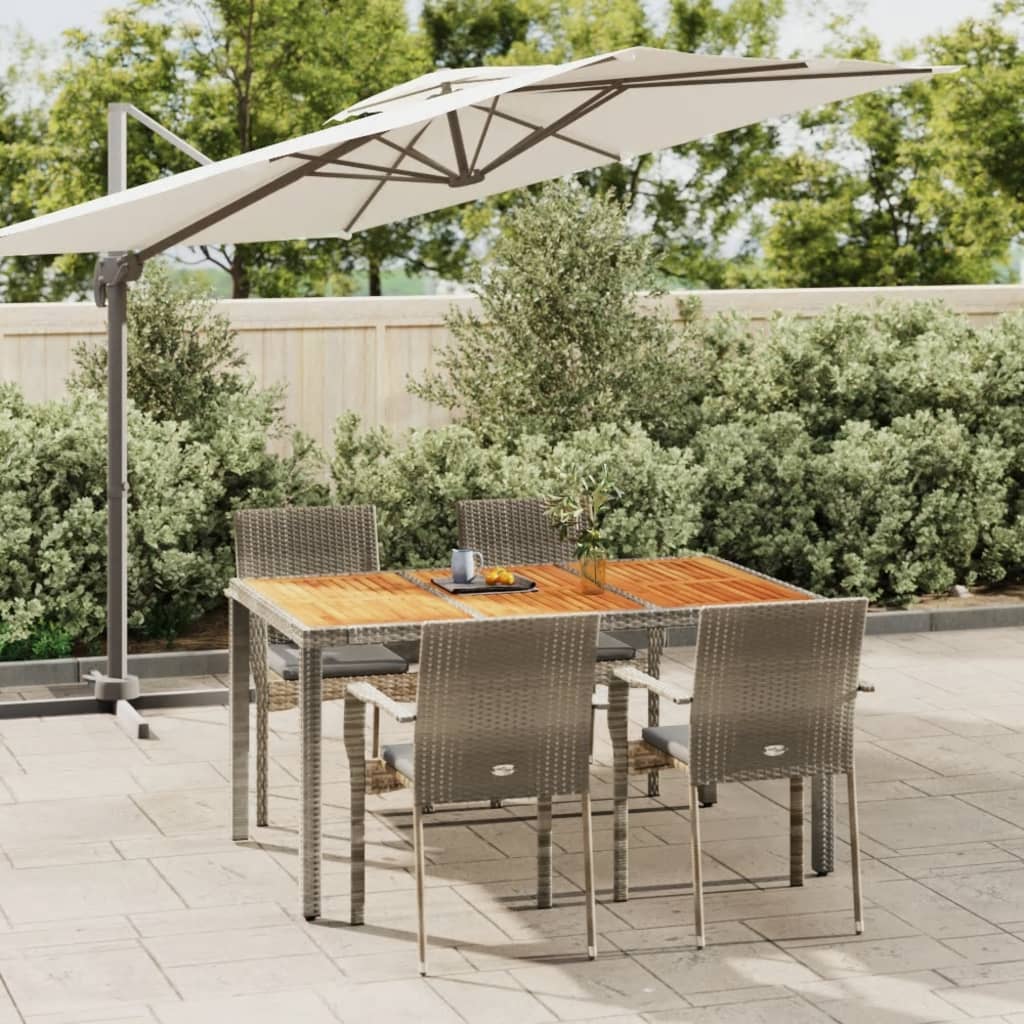 5 Pcs conjunto de jantar p/ jardim c/ almofadões vime PE cinza