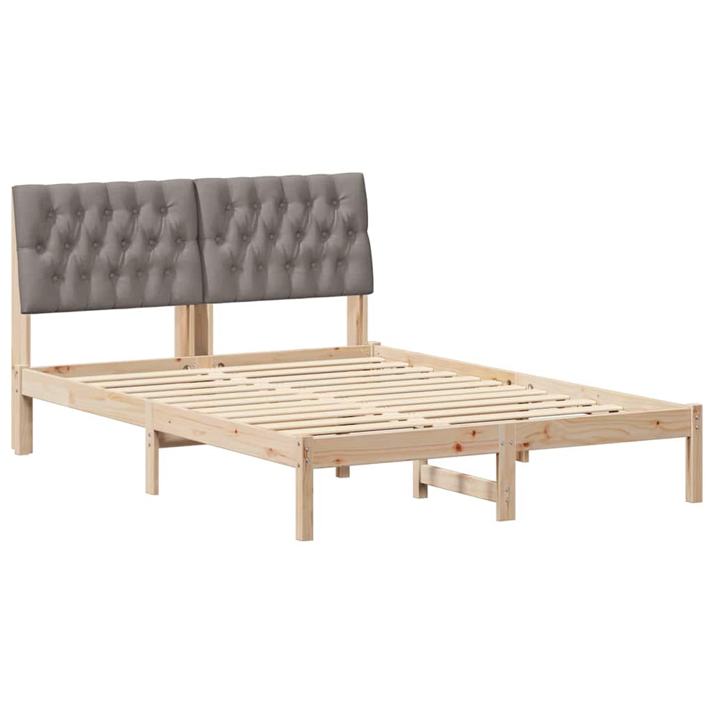 Estrutura de cama com cabeceira estofada castanho 135 x 190 cm