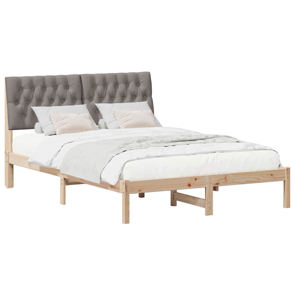 Estrutura de cama com cabeceira estofada castanho 135 x 190 cm