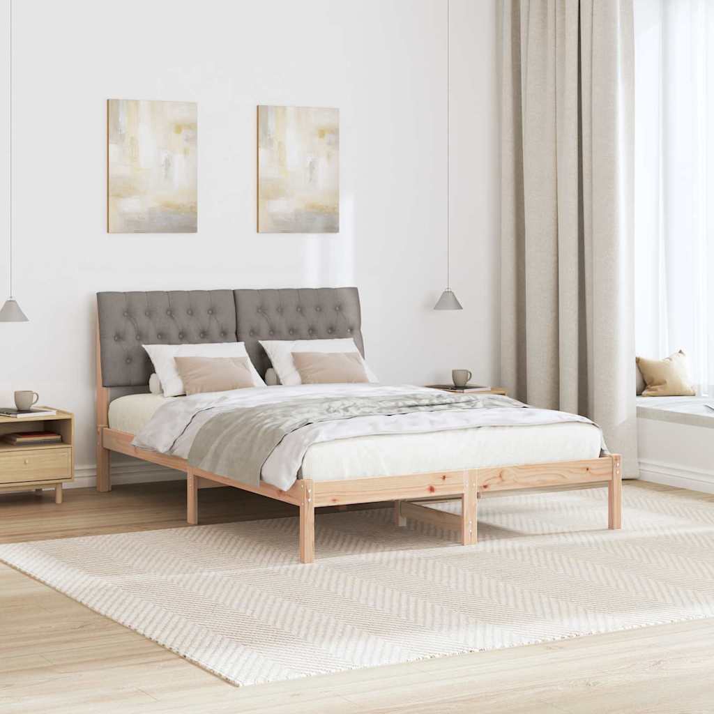 Estrutura de cama com cabeceira estofada castanho 135 x 190 cm