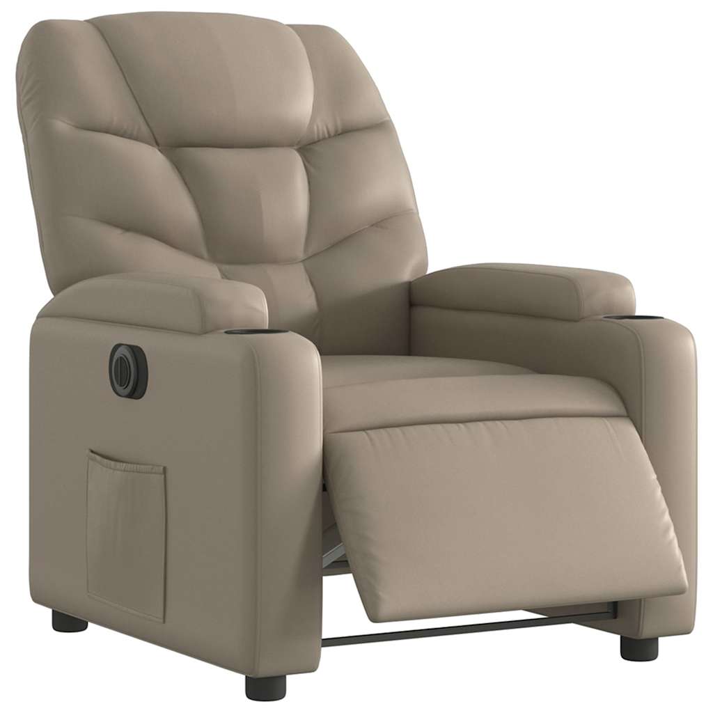 Poltrona reclinável elétrica couro artificial cor cappuccino