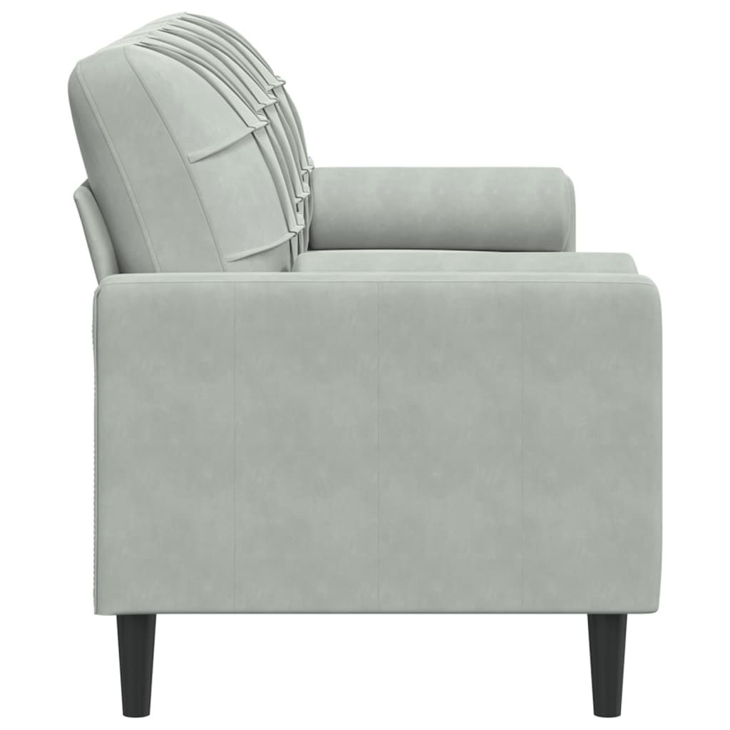 Sofá 3 lugares + almofadas decorativas 180cm veludo cinza-claro
