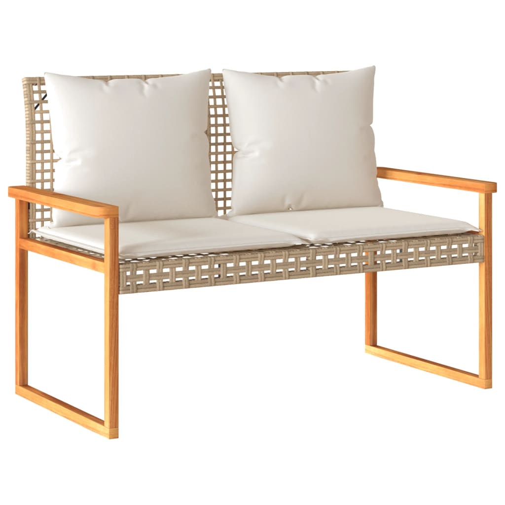 4 Pcs conj. lounge jardim c/ almofadões vime PE mistura beges