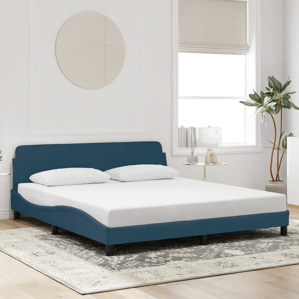 Estrutura de cama com cabeceira dover 180x200 cm veludo azul