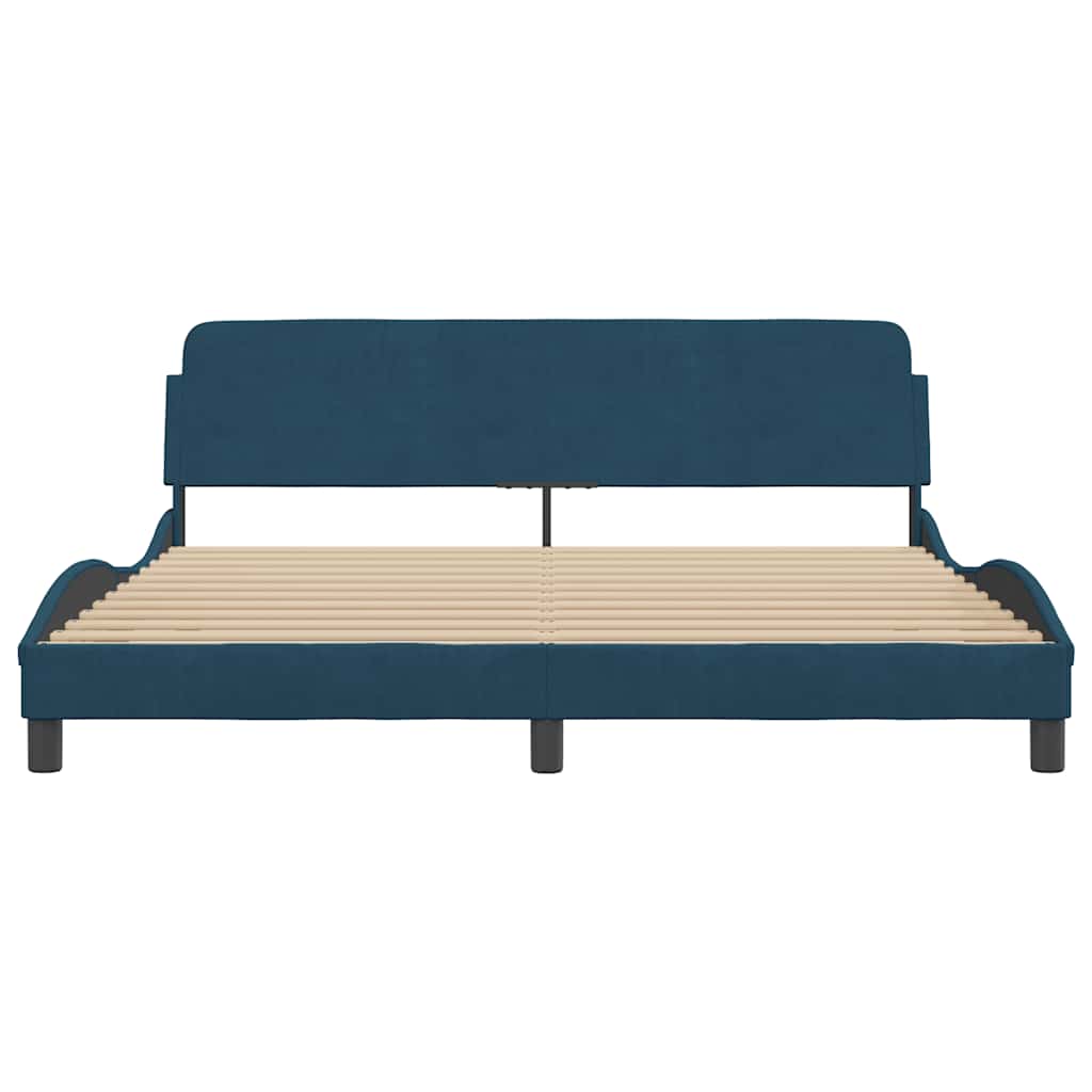 Estrutura de cama com cabeceira dover 180x200 cm veludo azul