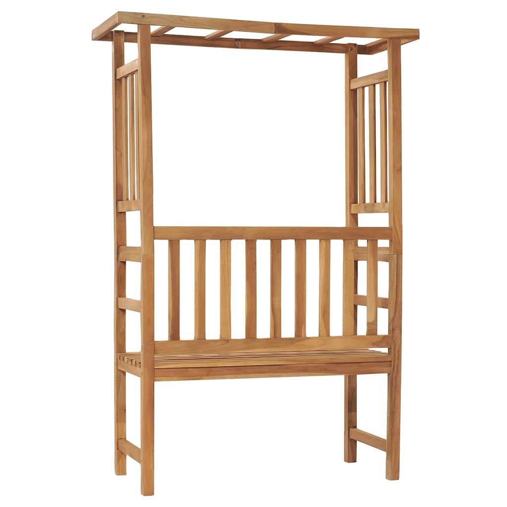 Banco de jardim com pérgola 115 cm madeira de teca maciça