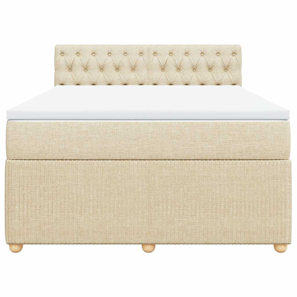 Cama com molas/colchão 140x190 cm tecido cor creme