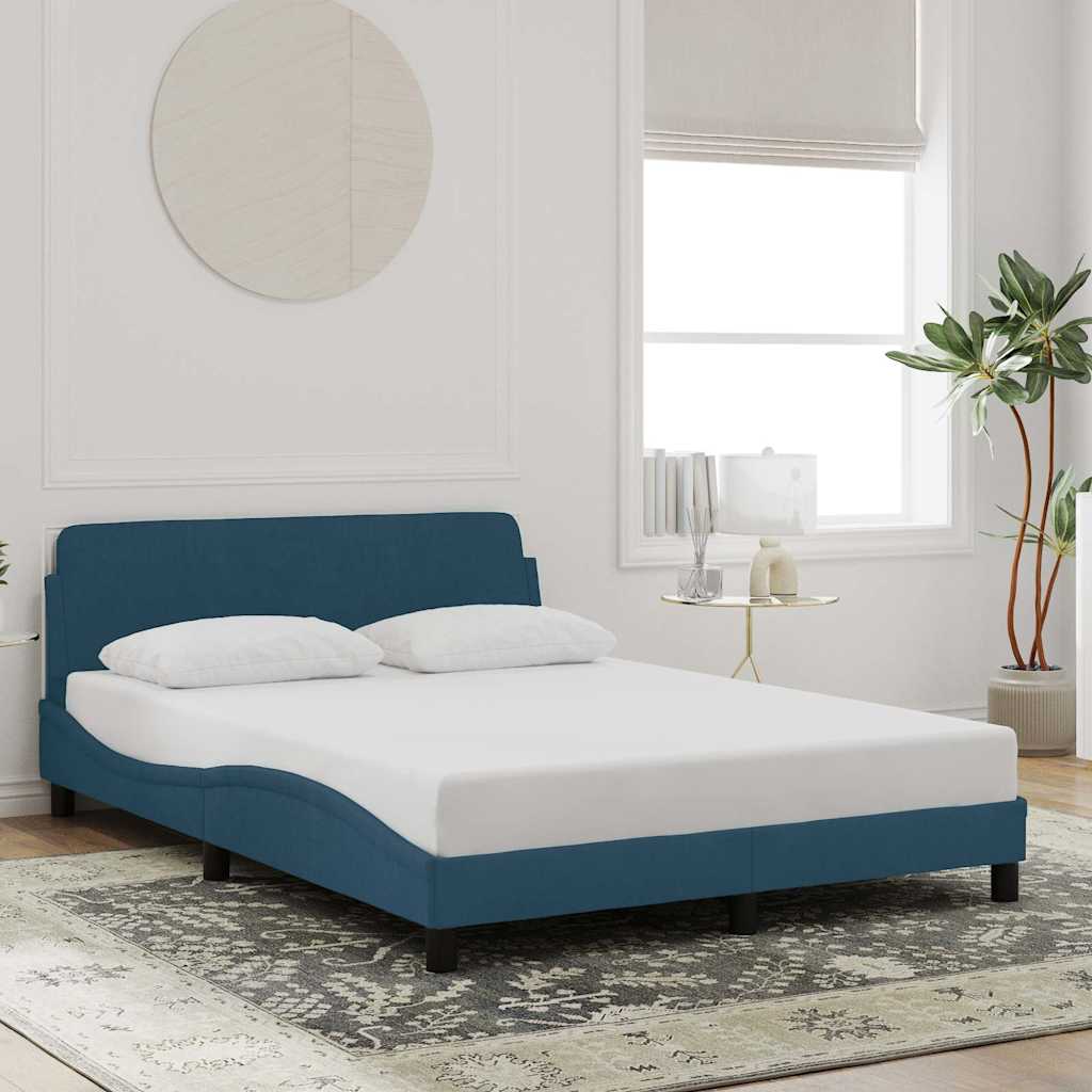 Estrutura de cama com cabeceira dover 140x190 cm veludo azul