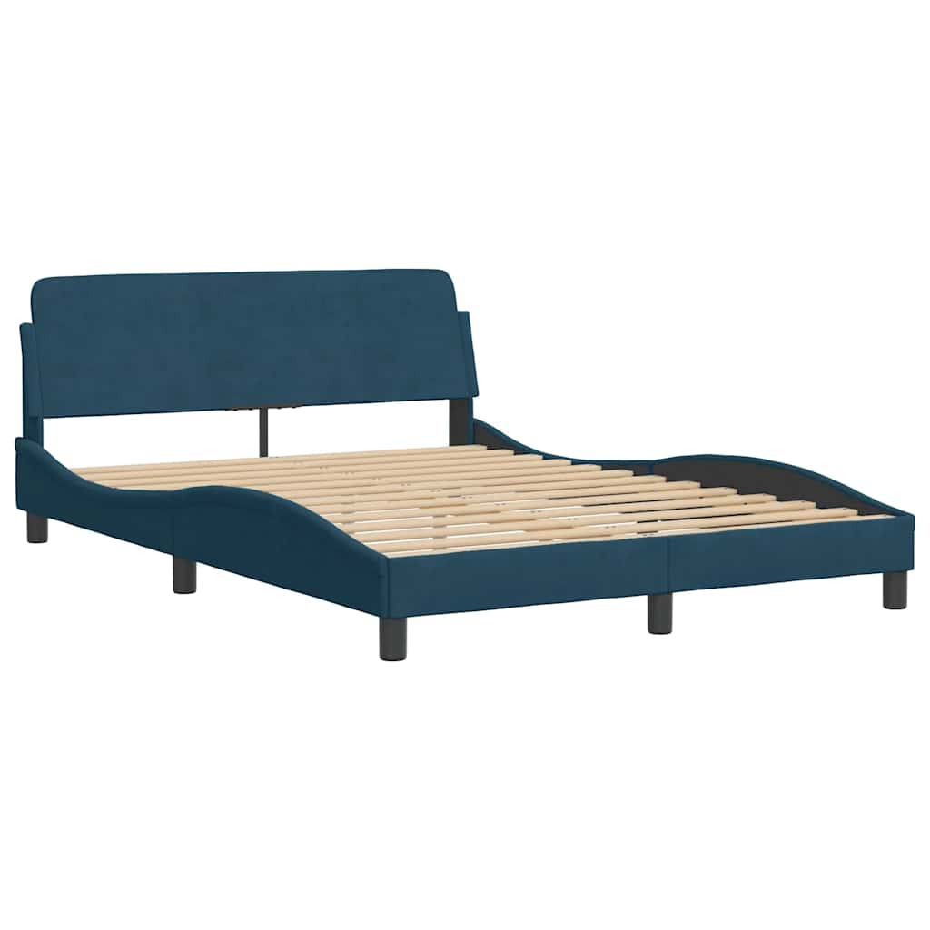 Estrutura de cama com cabeceira dover 140x190 cm veludo azul