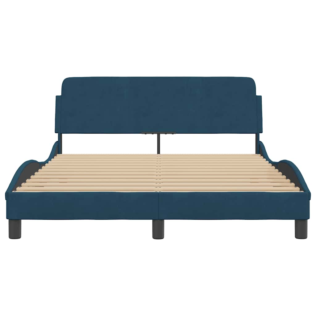 Estrutura de cama com cabeceira dover 140x190 cm veludo azul