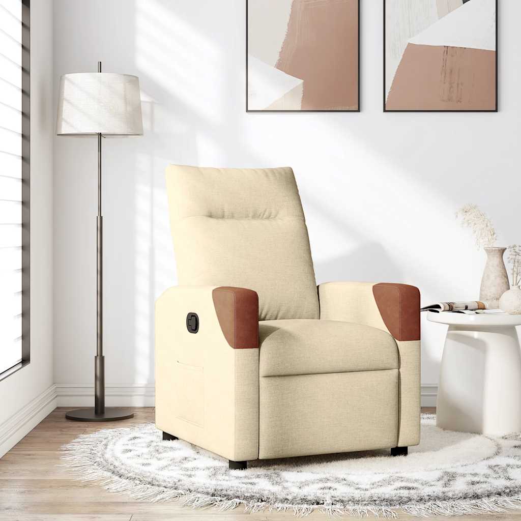 Poltrona reclinável tecido cor creme