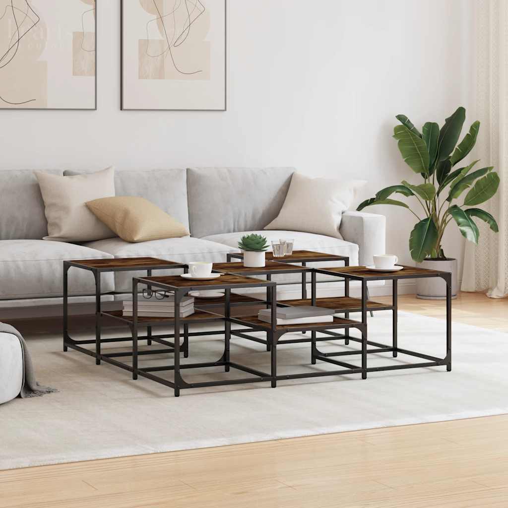 Mesa de centro 121x121x40 cm derivados madeira carvalho fumado