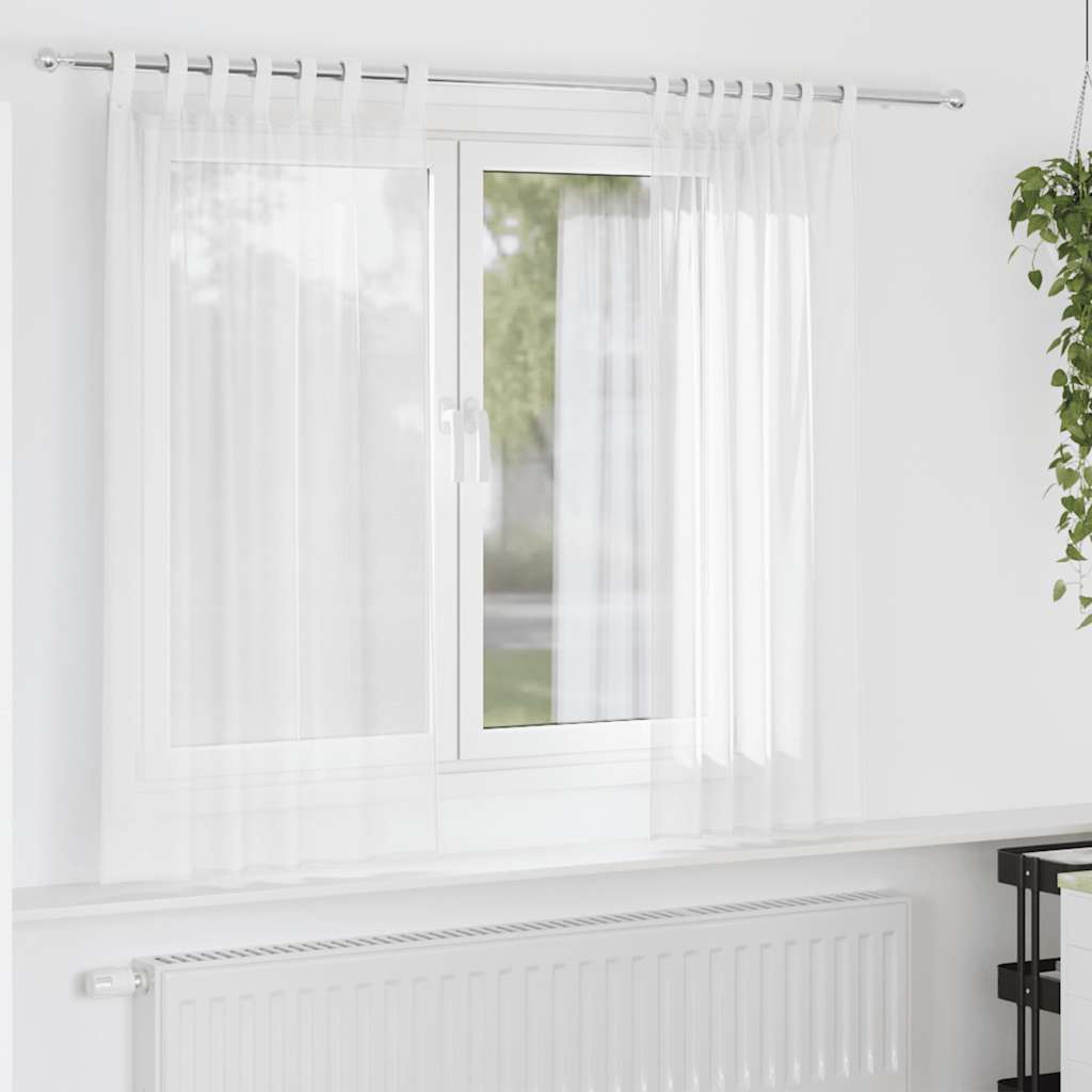 Cortinas de voile com laços 2 pcs branco 140x175 cm