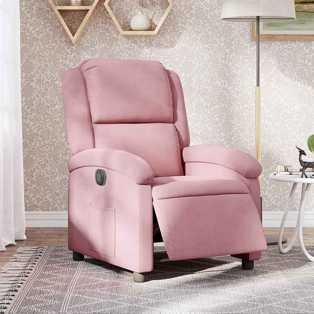 Poltrona de massagens reclinável veludo rosa