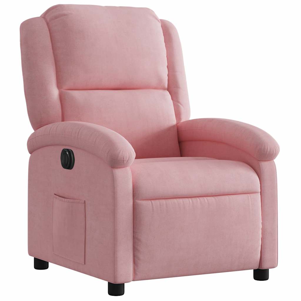 Poltrona de massagens reclinável veludo rosa