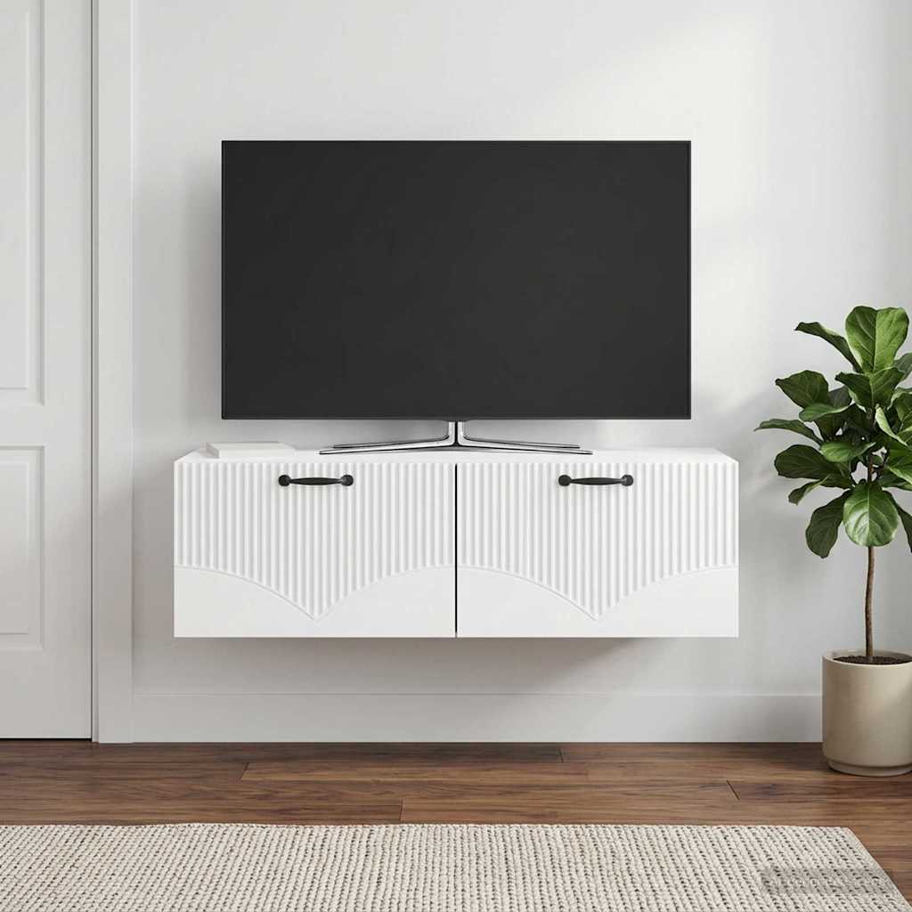 Gabinete de TV de parede branco brilhante 98 x 41 x 30 cm