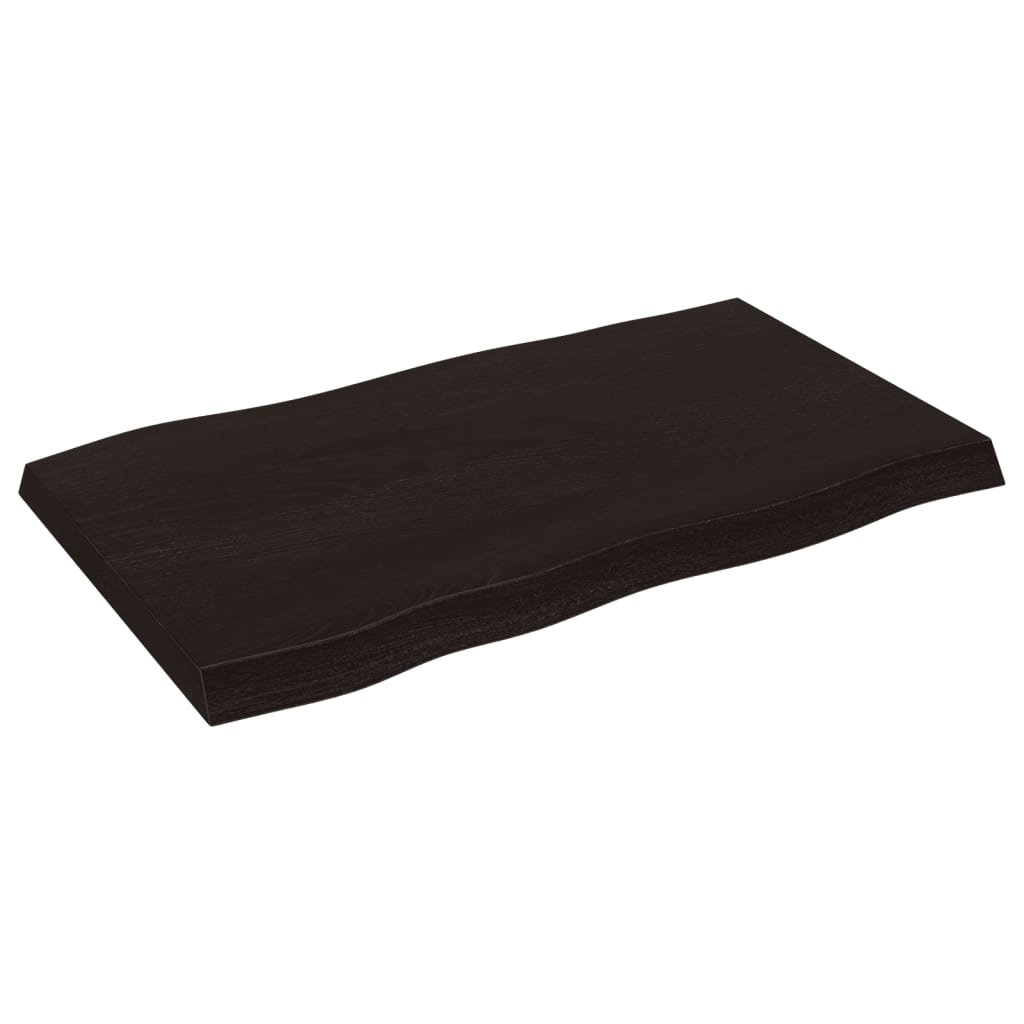 Tampo de mesa com bordas vivas maciço tratado castanho-escuro