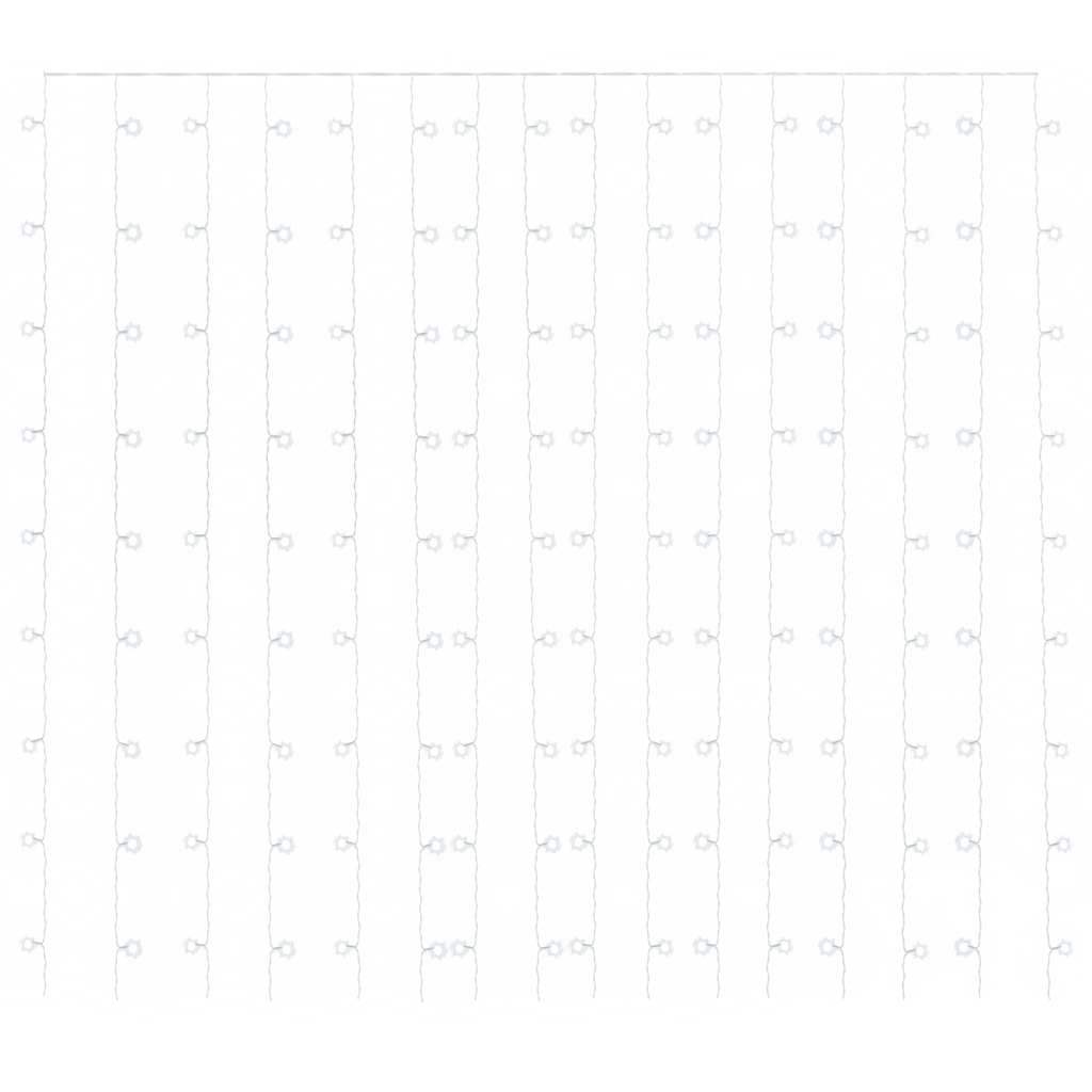 Cortina iluminação 300 luzes LED 3x3 m 8 funções branco frio