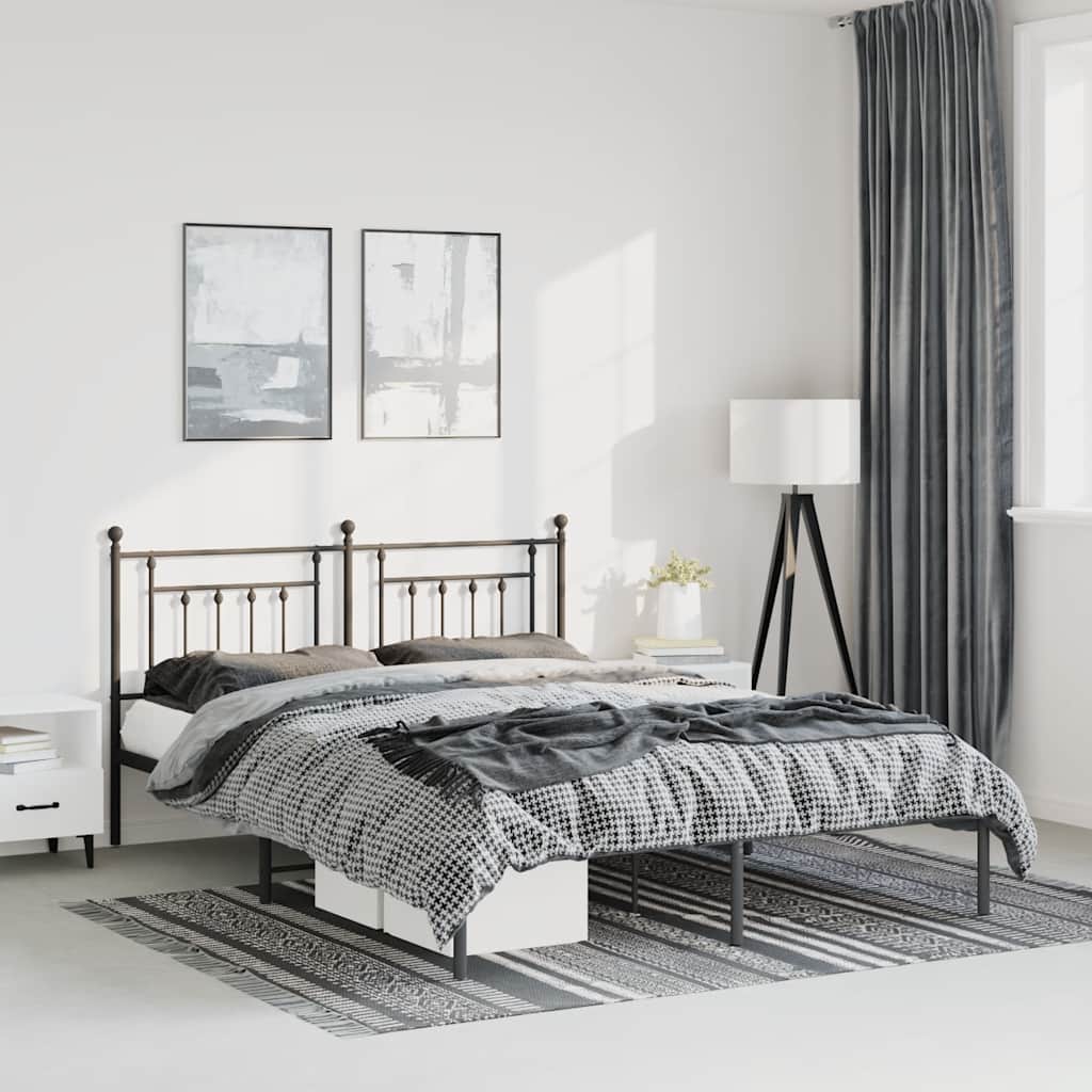Estrutura de cama com cabeceira 135x190 cm metal preto