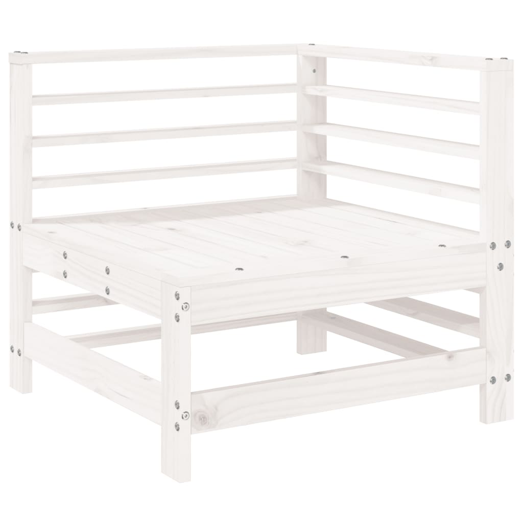3 Pcs conjunto lounge de jardim madeira de pinho maciça branco