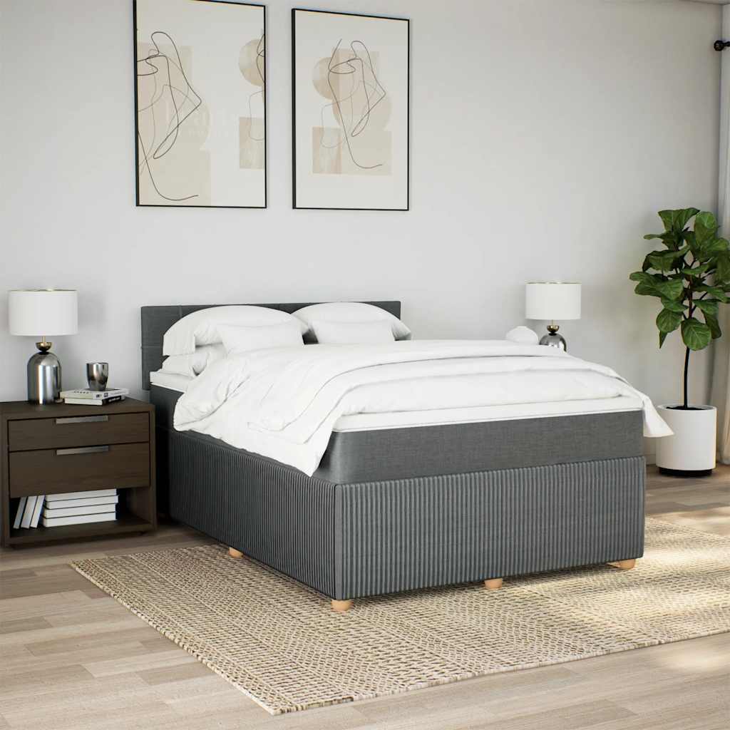 Cama com molas/colchão 160x200 cm tecido cinzento-escuro