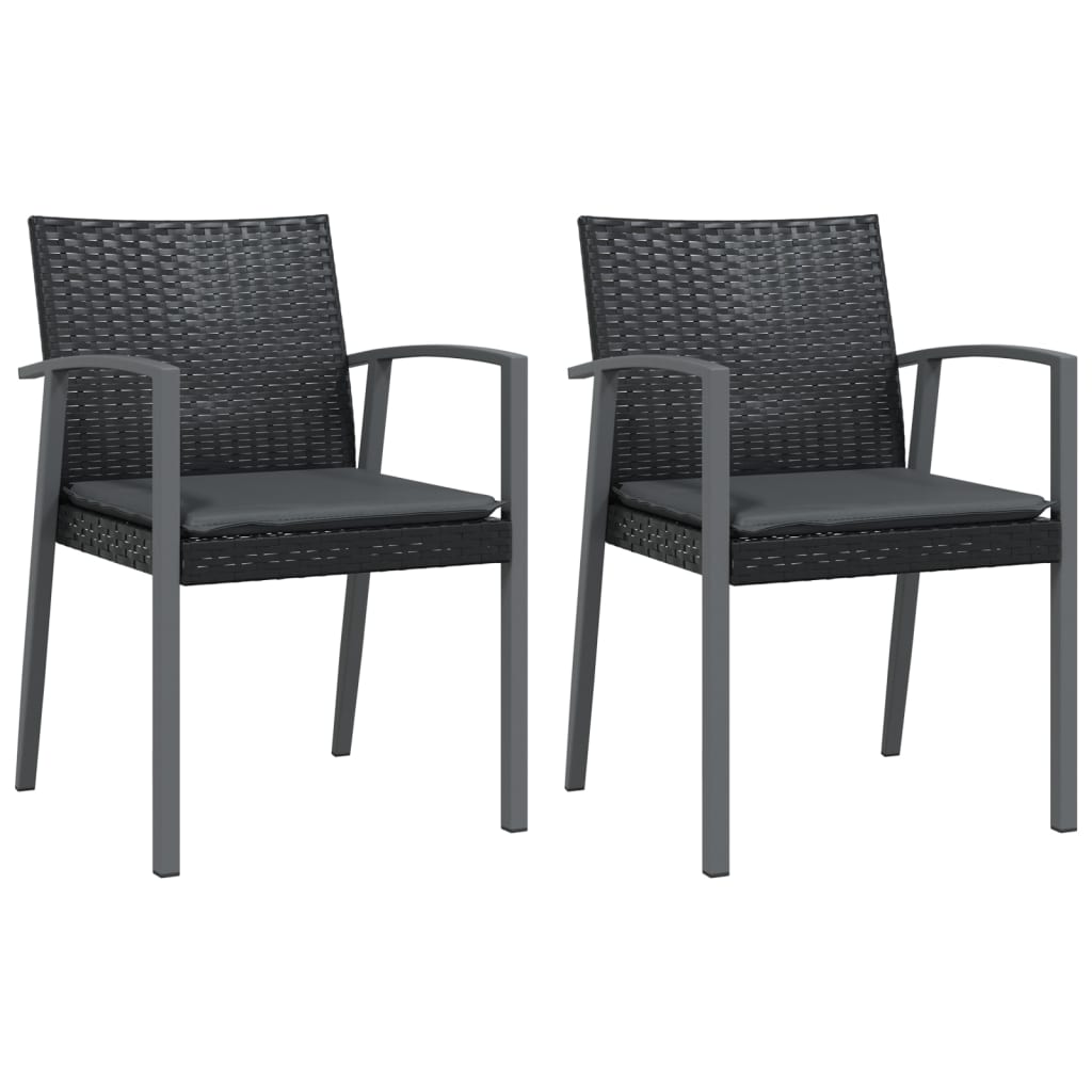 3 Pcs conjunto de jantar p/ jardim c/ almofadões vime PE e aço